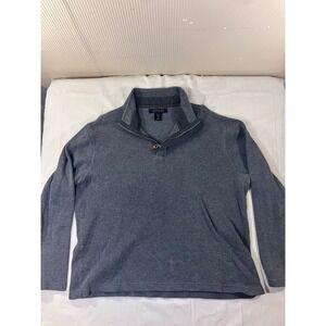 Lachlan British Inspired‎ Mens Gray Cotton 1/4 Zip Pullover Large